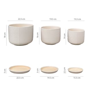 Foto 8 | Set de 3 Macetas Ilios Innova Jt252-gri/kit de color Gris Cerámica