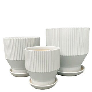 Foto 1 | Set De 3 Macetas Ilios Innova Jt258-bla/kit De Color Blanco Cerámica