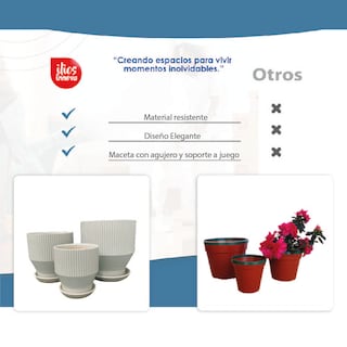 Foto 7 | Set De 3 Macetas Ilios Innova Jt258-bla/kit De Color Blanco Cerámica
