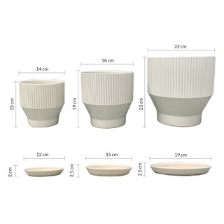 Foto 8 | Set De 3 Macetas Ilios Innova Jt258-bla/kit De Color Blanco Cerámica
