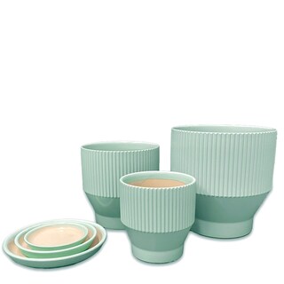 Foto 6 | Set de 3 Macetas Ilios Innova Jt258-ver/kit de color Verde Cerámica