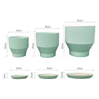Foto 8 | Set de 3 Macetas Ilios Innova Jt258-ver/kit de color Verde Cerámica