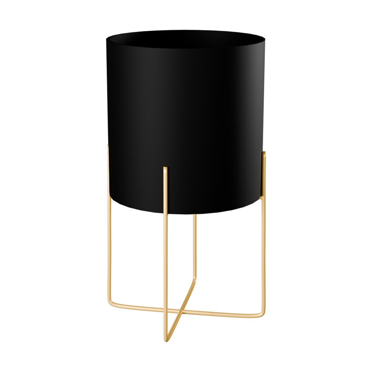 Maceta Tempere con Base de Metal Dorada Estilo Minimalista y Moderno Alta Negro GAON $649
