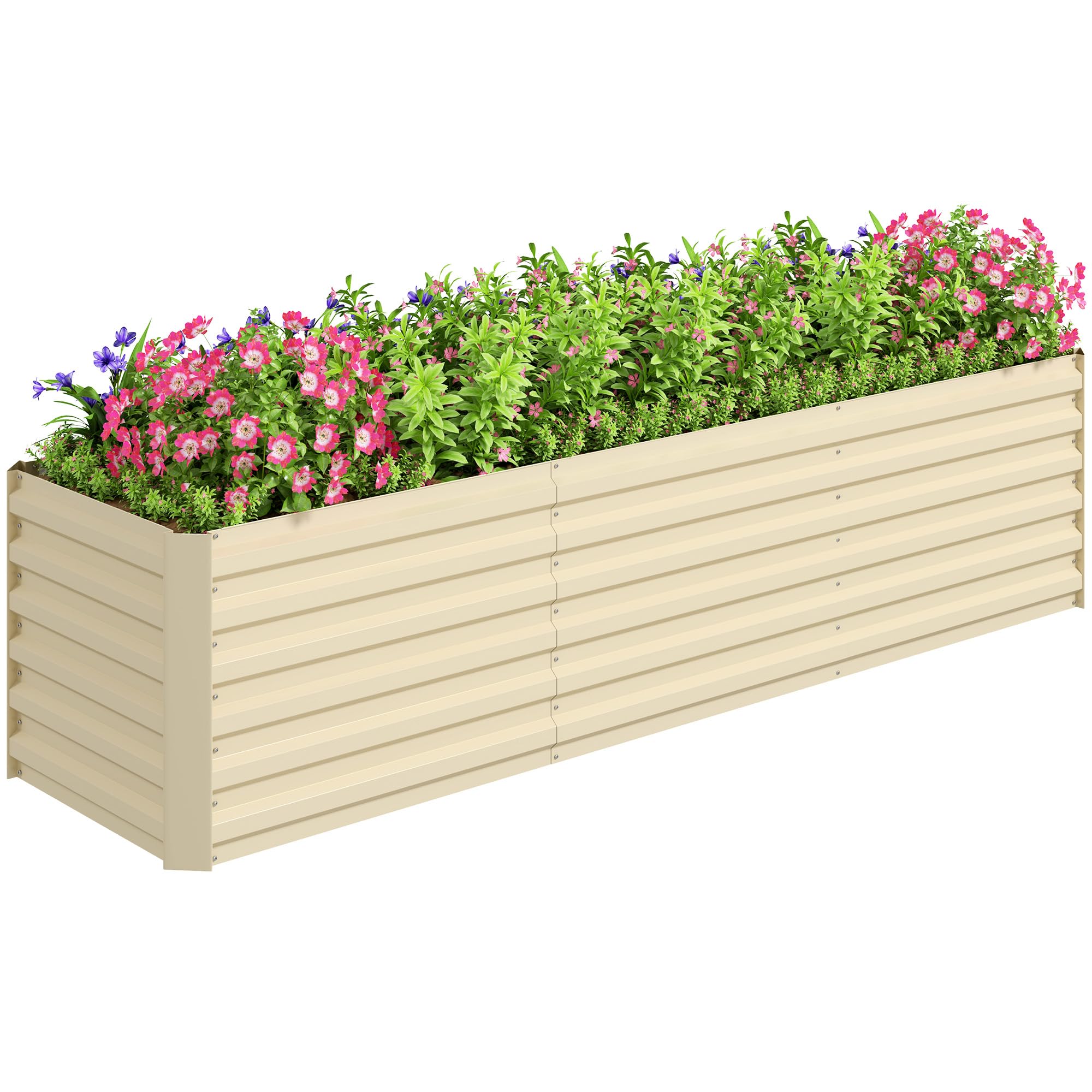 Cama De Jardín Elevada Outsunny Galvanizada De 8 X 2 Pies, Color Blanco Crema - Venta Internacional.