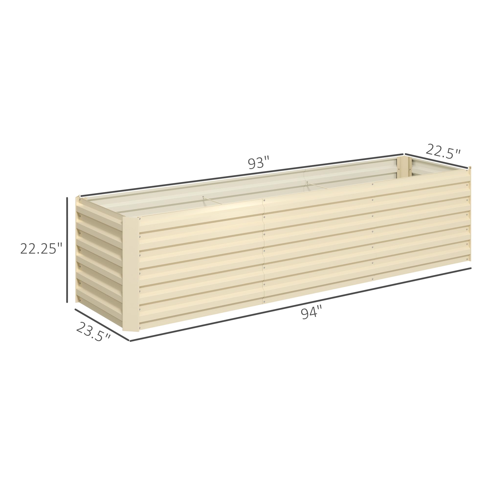 Foto 6 pulgar | Cama De Jardín Elevada Outsunny Galvanizada De 8 X 2 Pies, Color Blanco Crema - Venta Internacional.