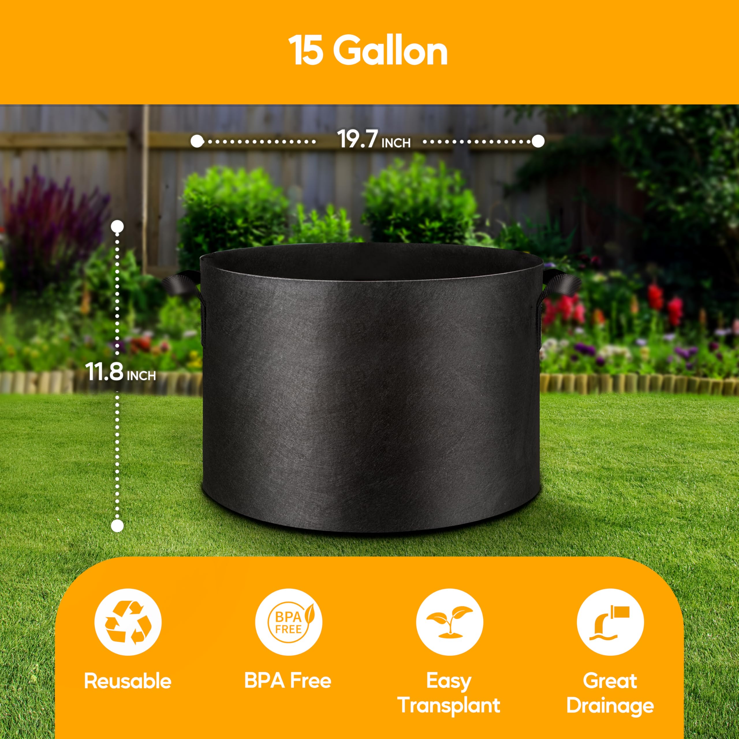 Foto 3 pulgar | Macetas Grow Bags Simple Deluxe De 15 Galones, 12 Unidades, Color Negro - Venta Internacional.