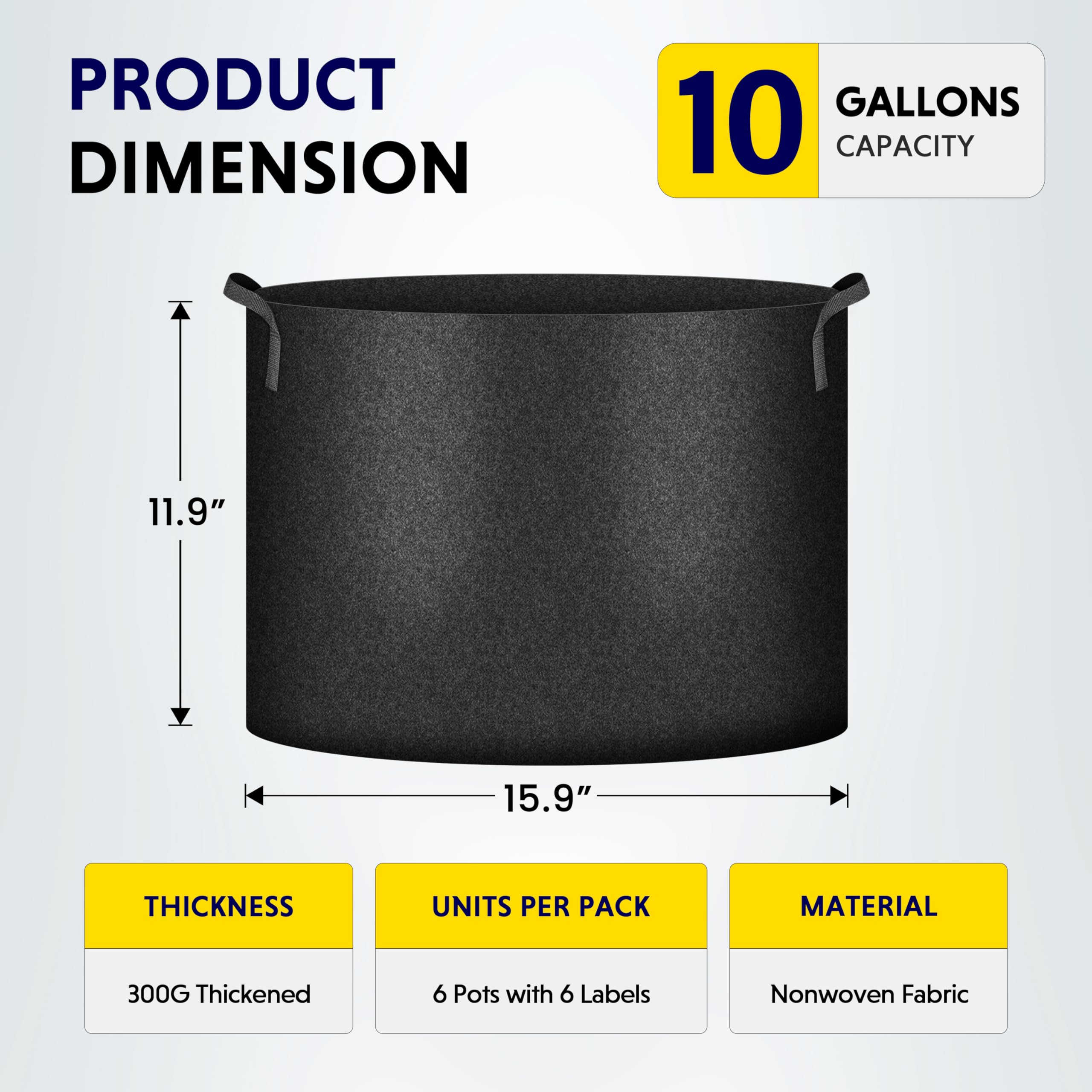 Foto 3 pulgar | Macetas De Tela Grow Bag Ipower Plant, 10 Galones, Paquete De 6, Color Negro 202 - Venta Internacional.