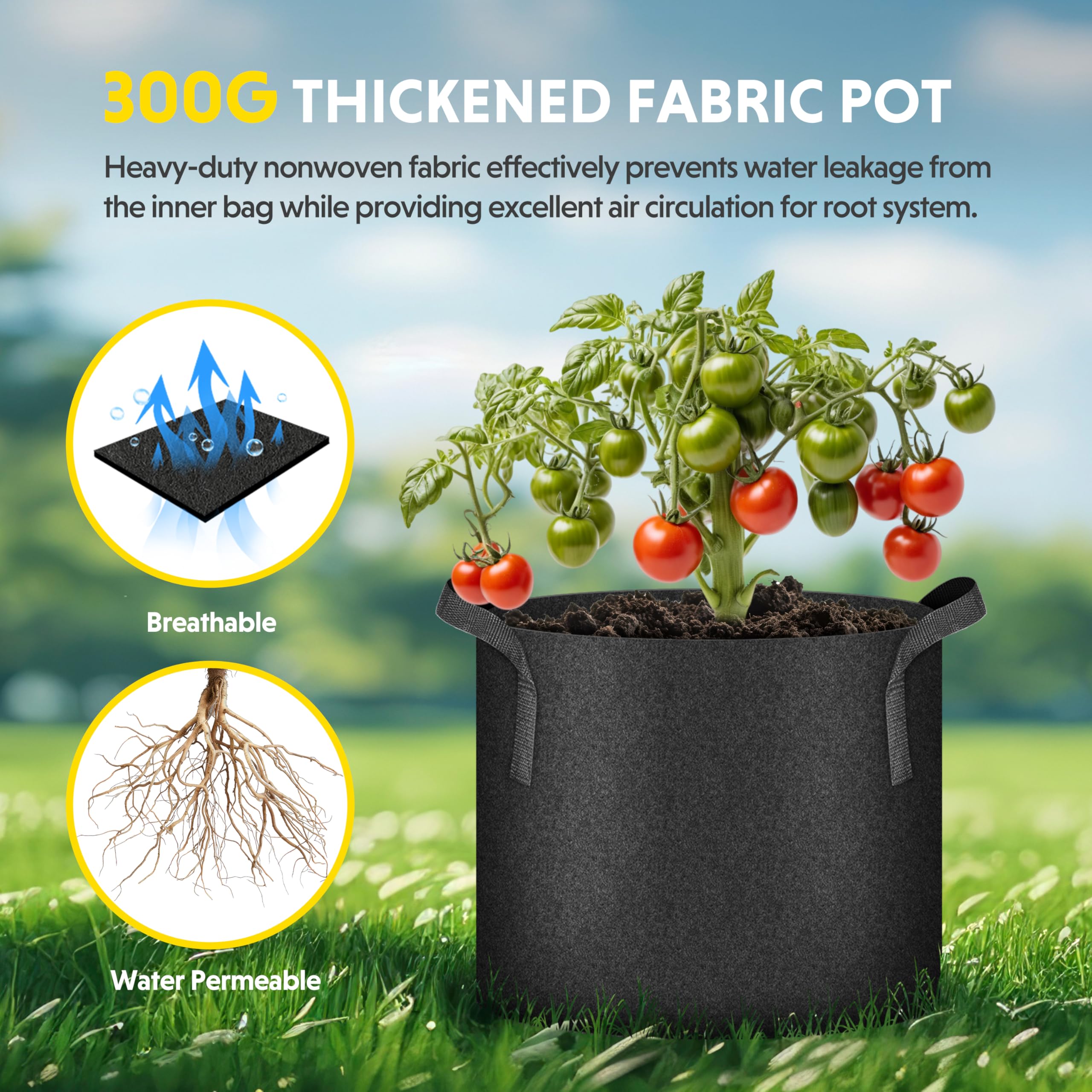 Foto 5 pulgar | Macetas De Tela Grow Bag Ipower Plant, 10 Galones, Paquete De 6, Color Negro 202 - Venta Internacional.