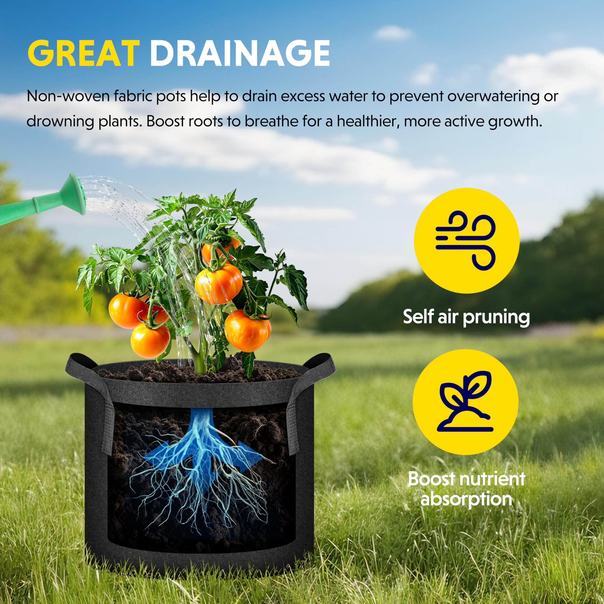 Foto 5 | Macetas De Tela Grow Bag Ipower Plant, 10 Galones, Paquete De 6, Color Negro 202 - Venta Internacional.