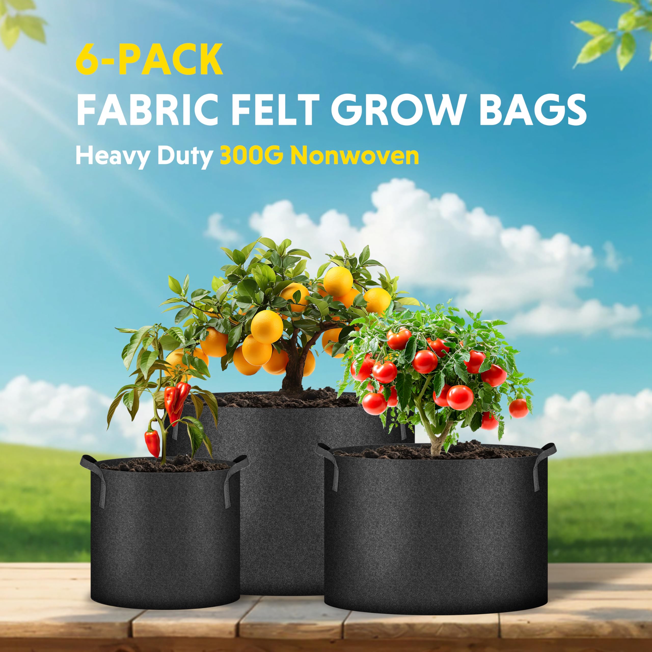 Foto 8 pulgar | Macetas De Tela Grow Bag Ipower Plant, 10 Galones, Paquete De 6, Color Negro 202 - Venta Internacional.