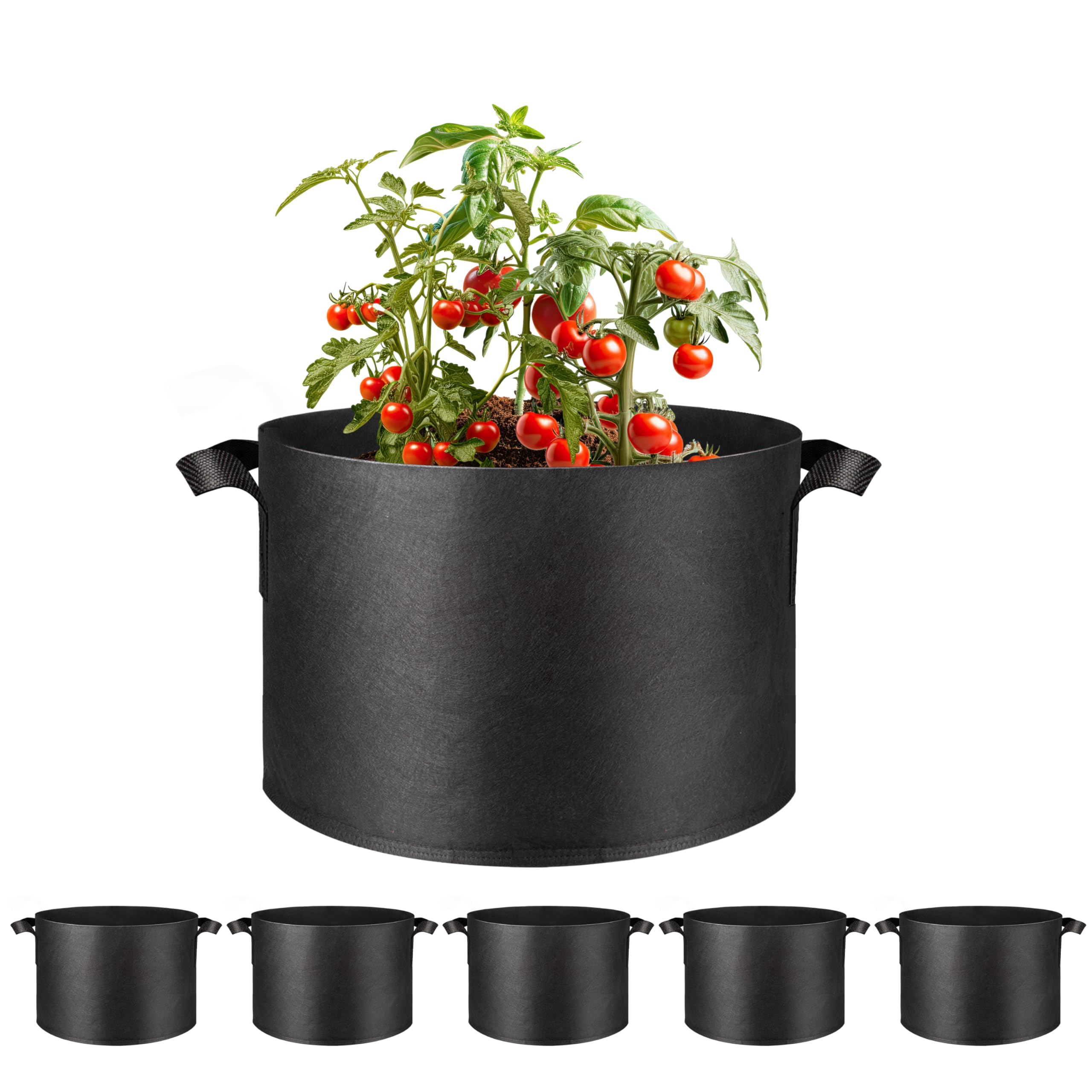 Macetas Grow Bags Simple Deluxe, 37,85 L, Paquete De 5 Macetas, 10 Galones - Venta Internacional.