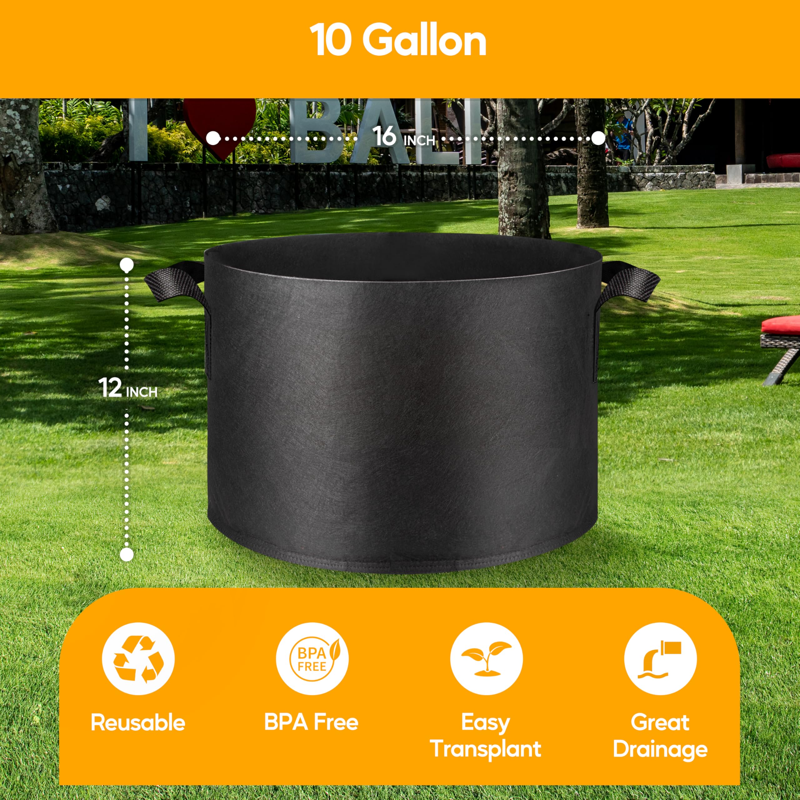 Foto 3 pulgar | Macetas Grow Bags Simple Deluxe, 37,85 L, Paquete De 5 Macetas, 10 Galones - Venta Internacional.