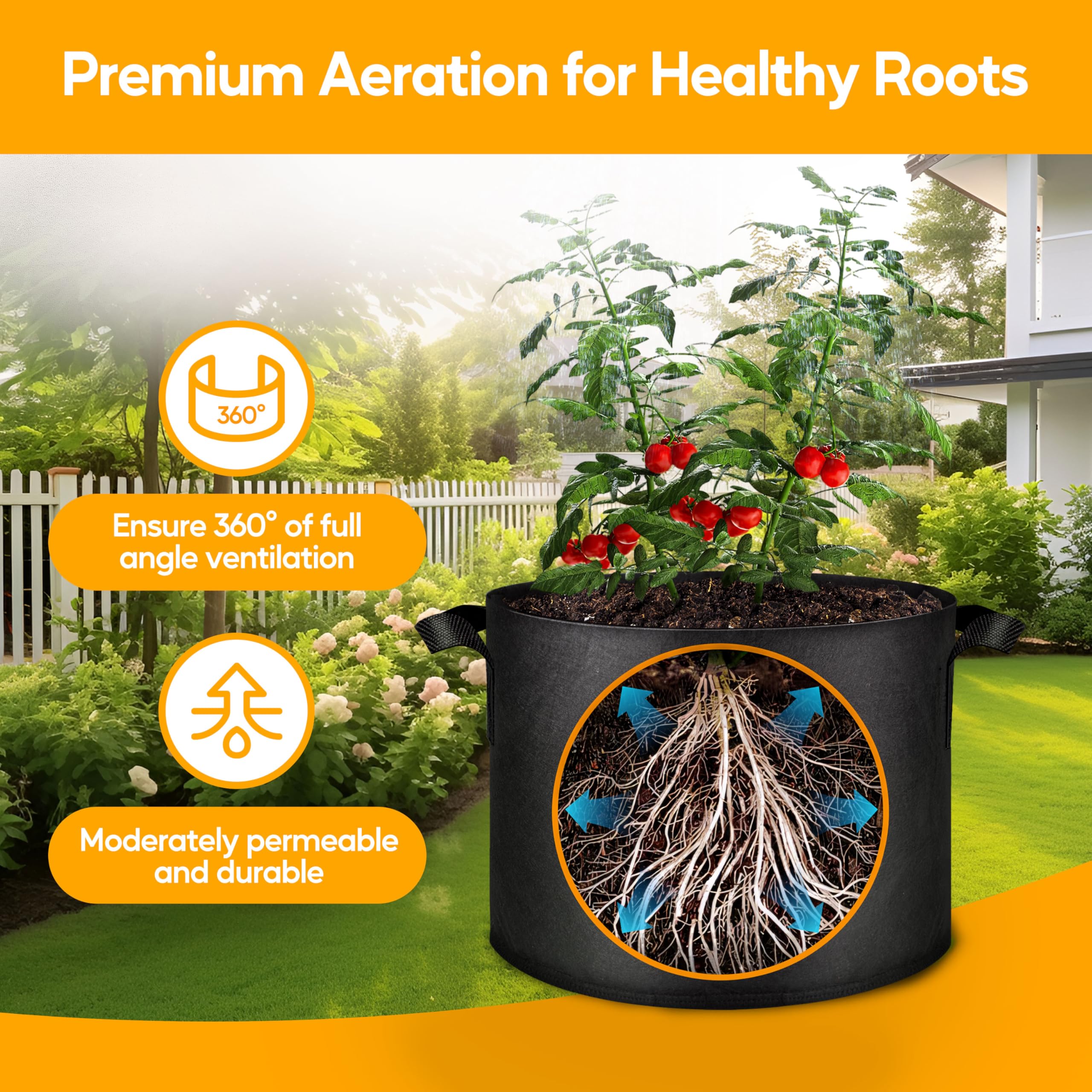 Foto 4 | Macetas Grow Bags Simple Deluxe, 37,85 L, Paquete De 5 Macetas, 10 Galones - Venta Internacional.