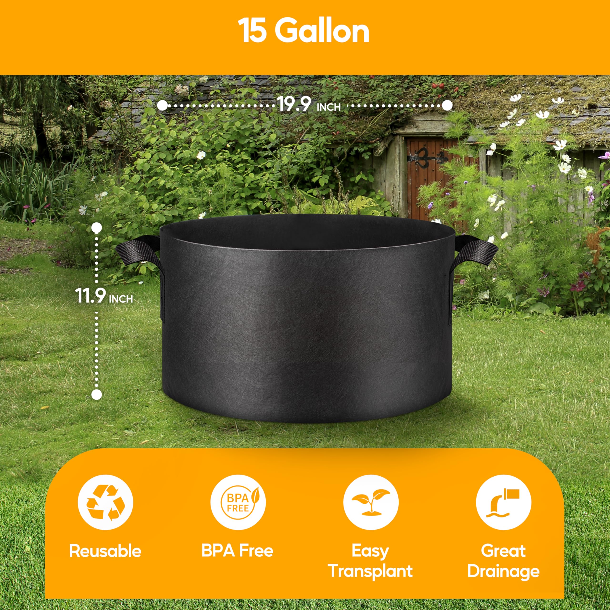 Foto 3 pulgar | Macetas Grow Bags Simple Deluxe De 15 Galones (5 Unidades), Color Negro - Venta Internacional.