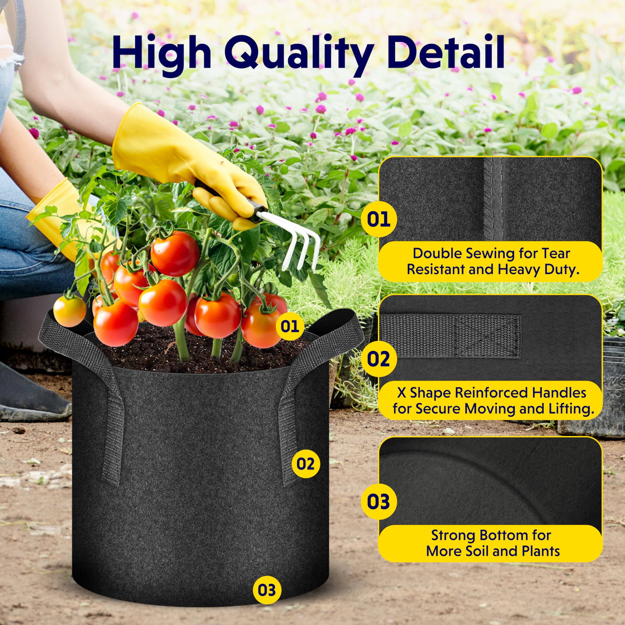 Foto 3 pulgar | Paquete De 10 Macetas De Tela No Tejida De Grow Bags Ipower, 37,85 L, 10 Galones - Venta Internacional.