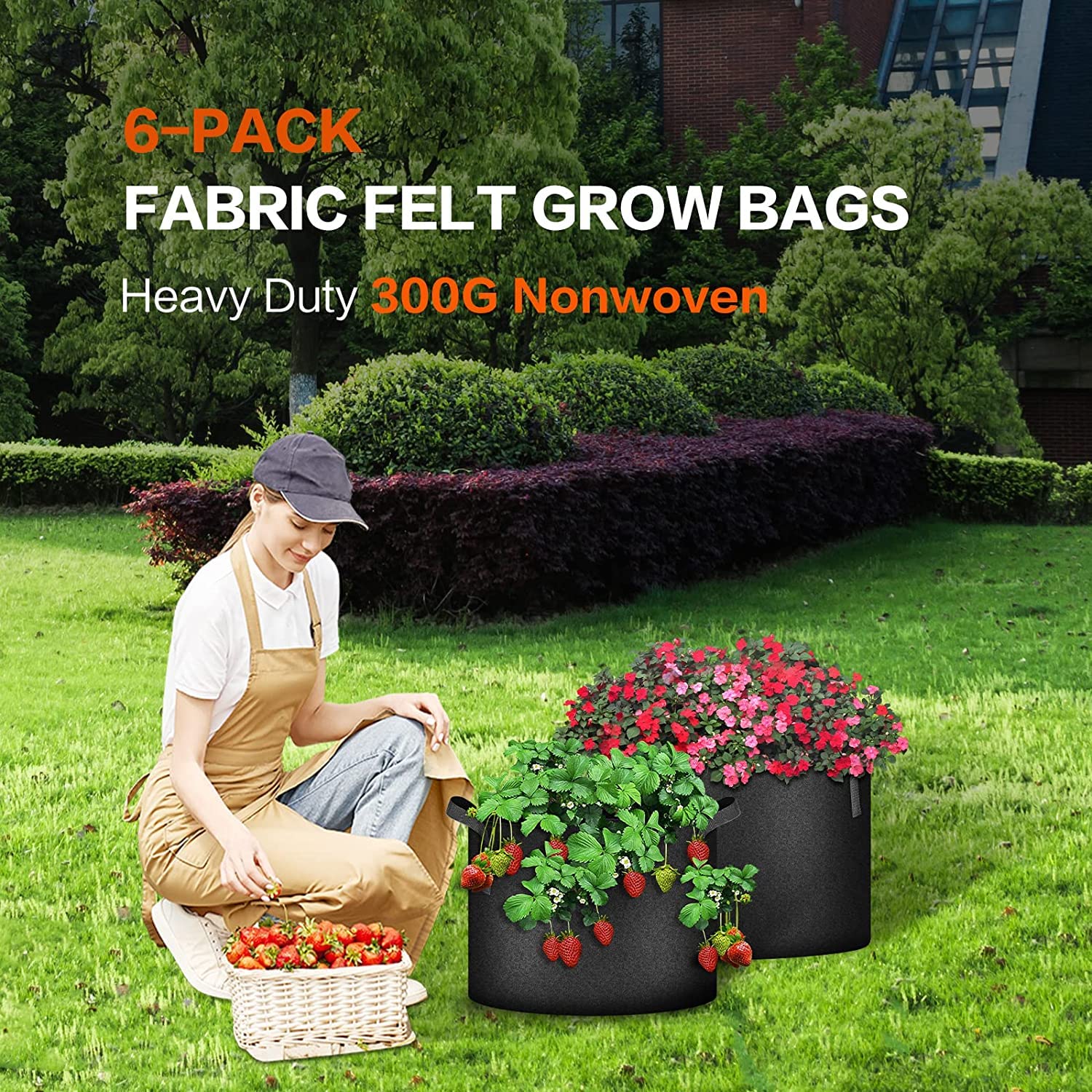 Foto 7 | Macetas De Tela Para Plantas Ipower, 5 Galones, 6 Unidades, Color Negro - Venta Internacional.