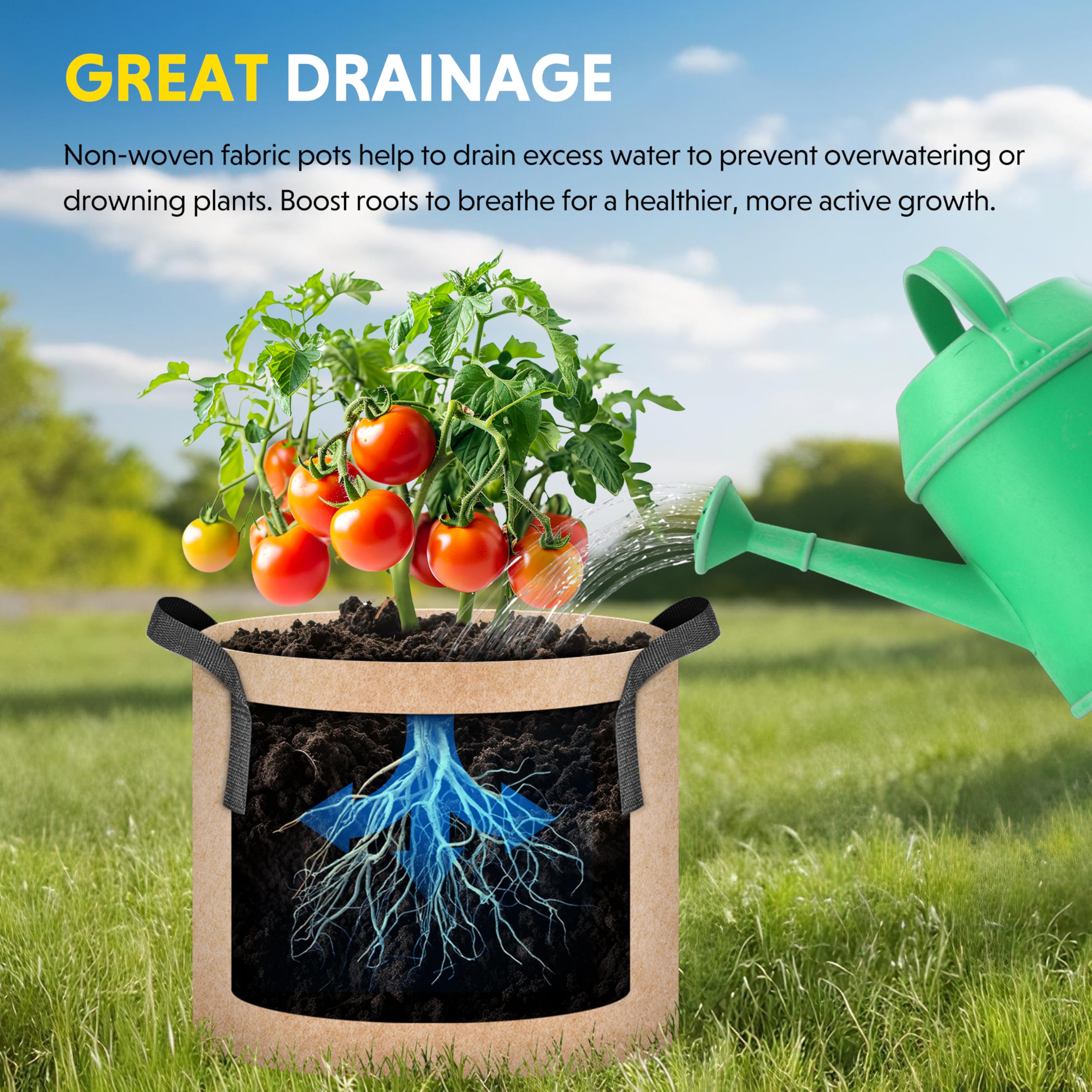 Foto 4 | Macetas De Tela No Tejida Grow Bags Ipower De 20 Galones, Paquete De 10 Unidades, Color Canela - Venta Internacional.