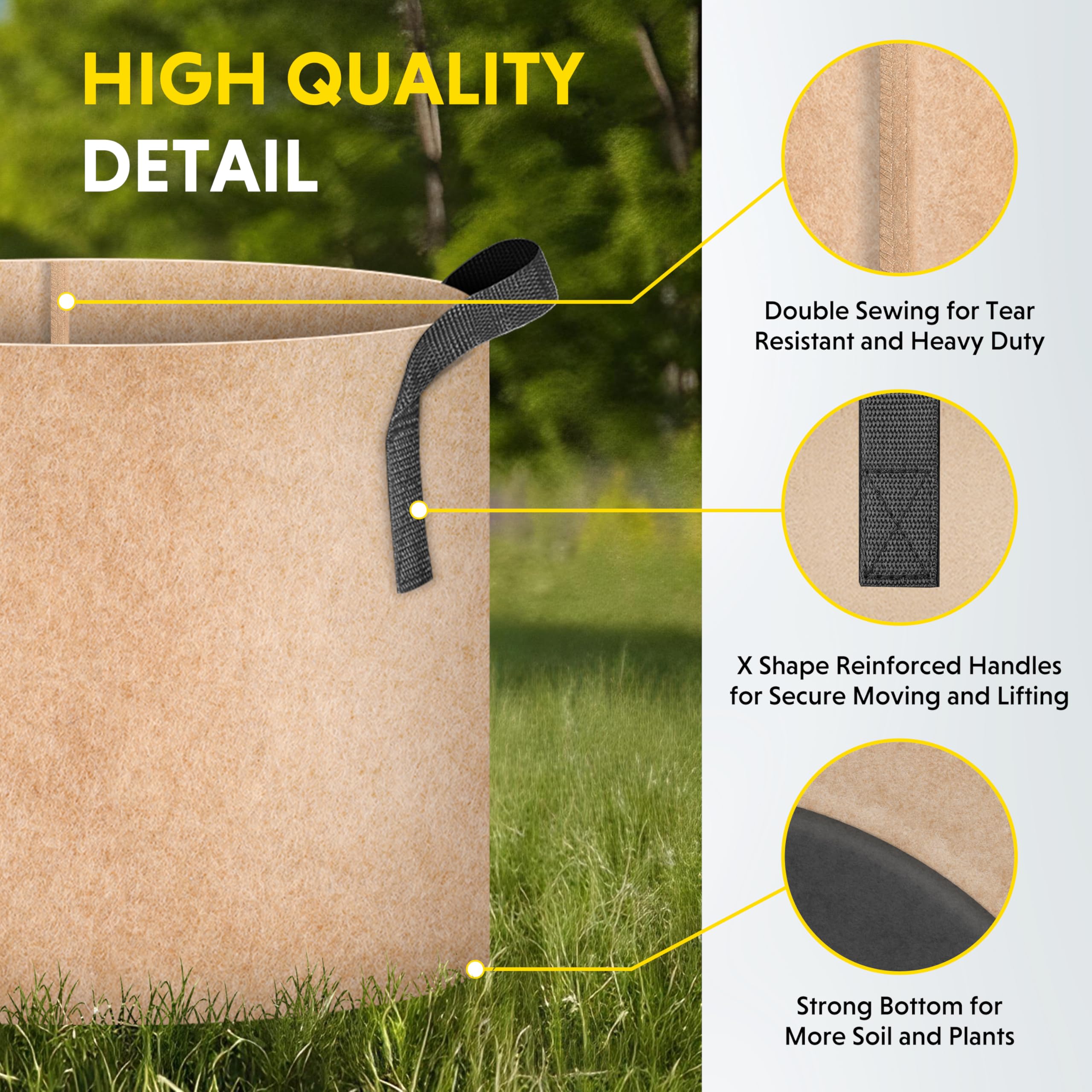 Foto 6 | Macetas De Tela No Tejida Grow Bags Ipower De 20 Galones, Paquete De 10 Unidades, Color Canela - Venta Internacional.