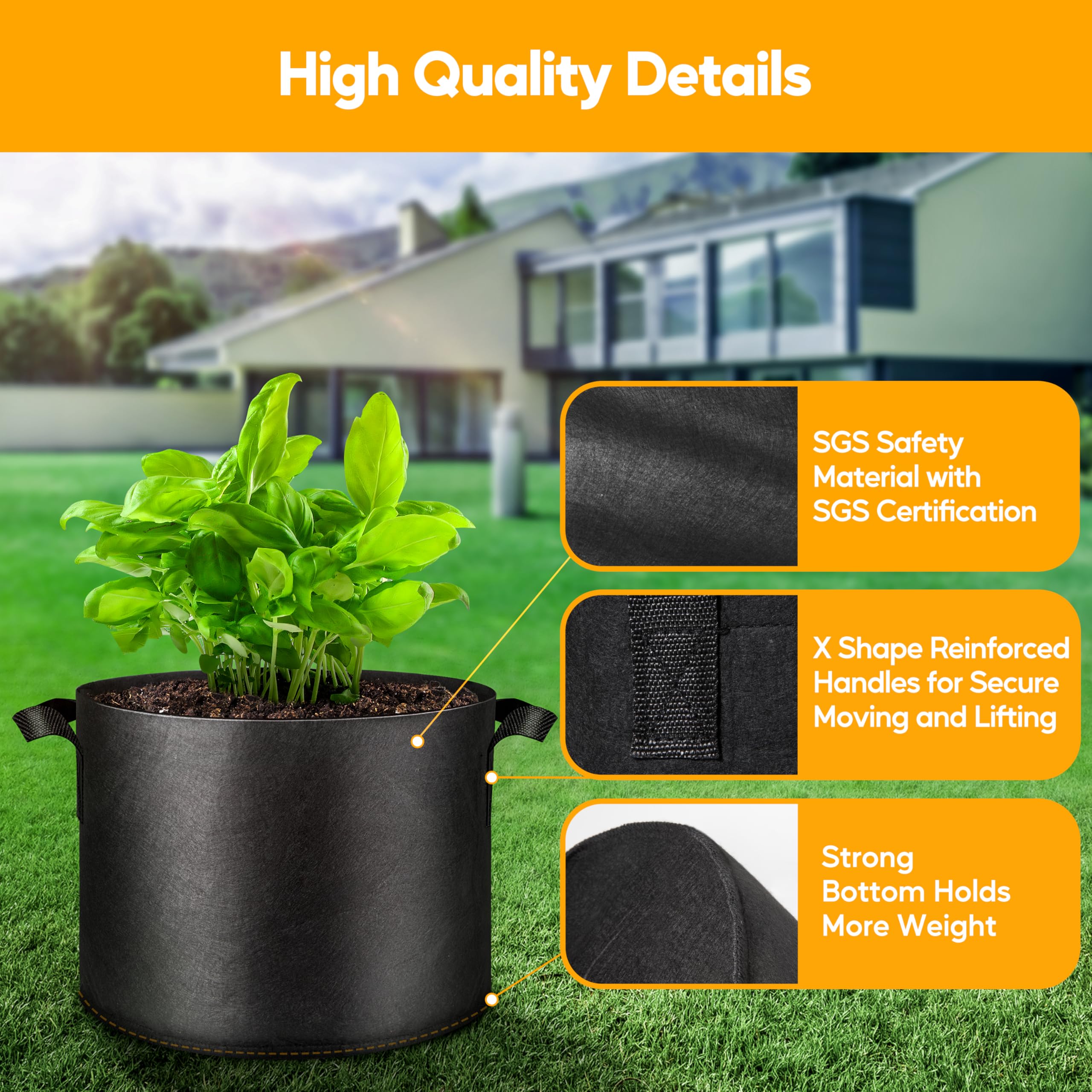 Foto 4 pulgar | Macetas Grow Bags Simple Deluxe, 11,4 L, Paquete De 10, Color Negro - Venta Internacional.