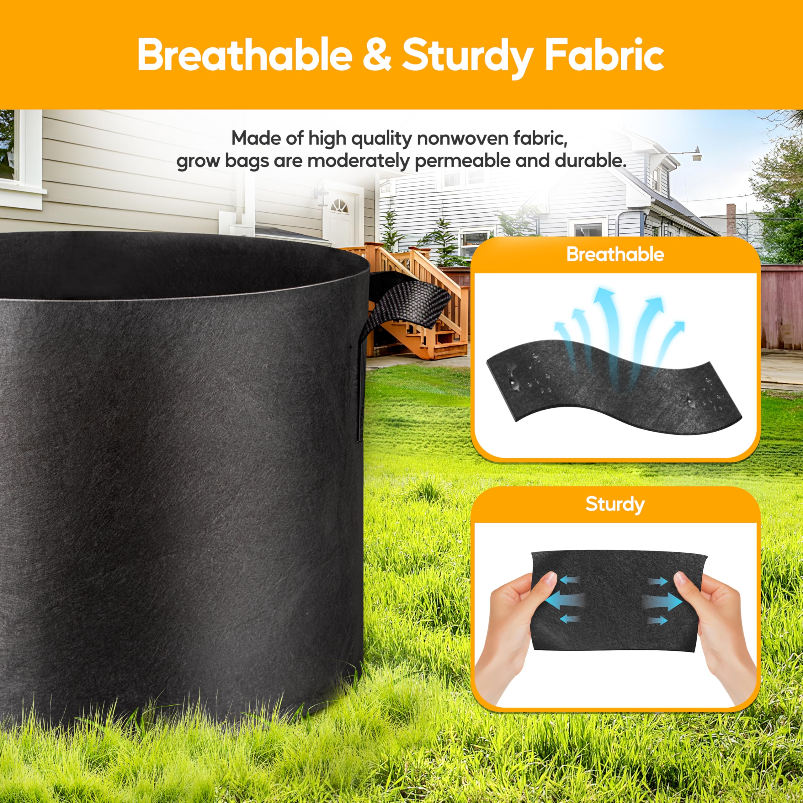 Foto 4 | Macetas Grow Bags Simple Deluxe, 11,4 L, Paquete De 10, Color Negro - Venta Internacional.