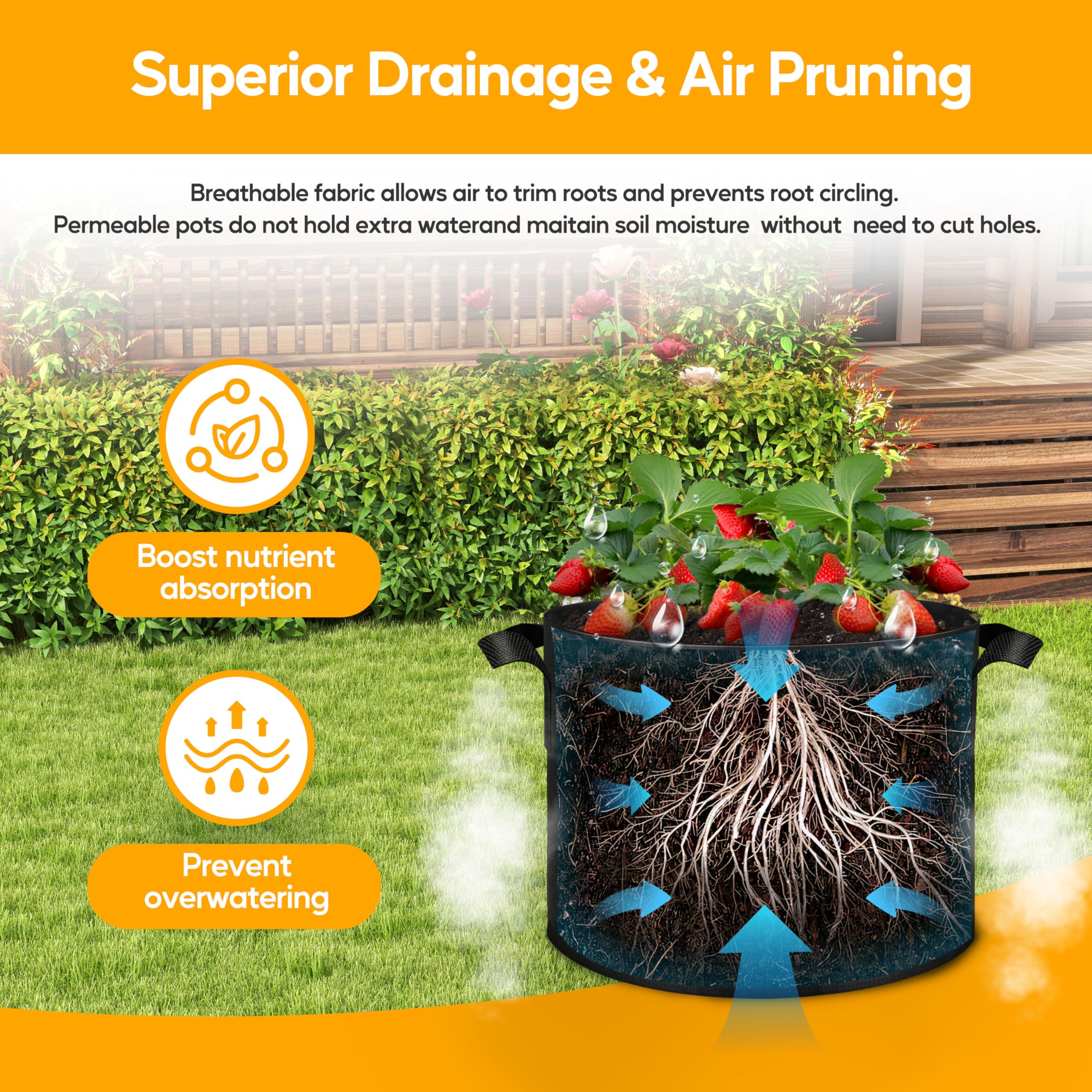 Foto 6 pulgar | Macetas Grow Bags Simple Deluxe, 11,4 L, Paquete De 10, Color Negro - Venta Internacional.