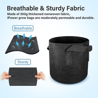 Foto 4 | Macetas De Tela No Tejida Grow Bags Ipower De 5 Galones, Paquete De 10 Unidades, Negras - Venta Internacional.