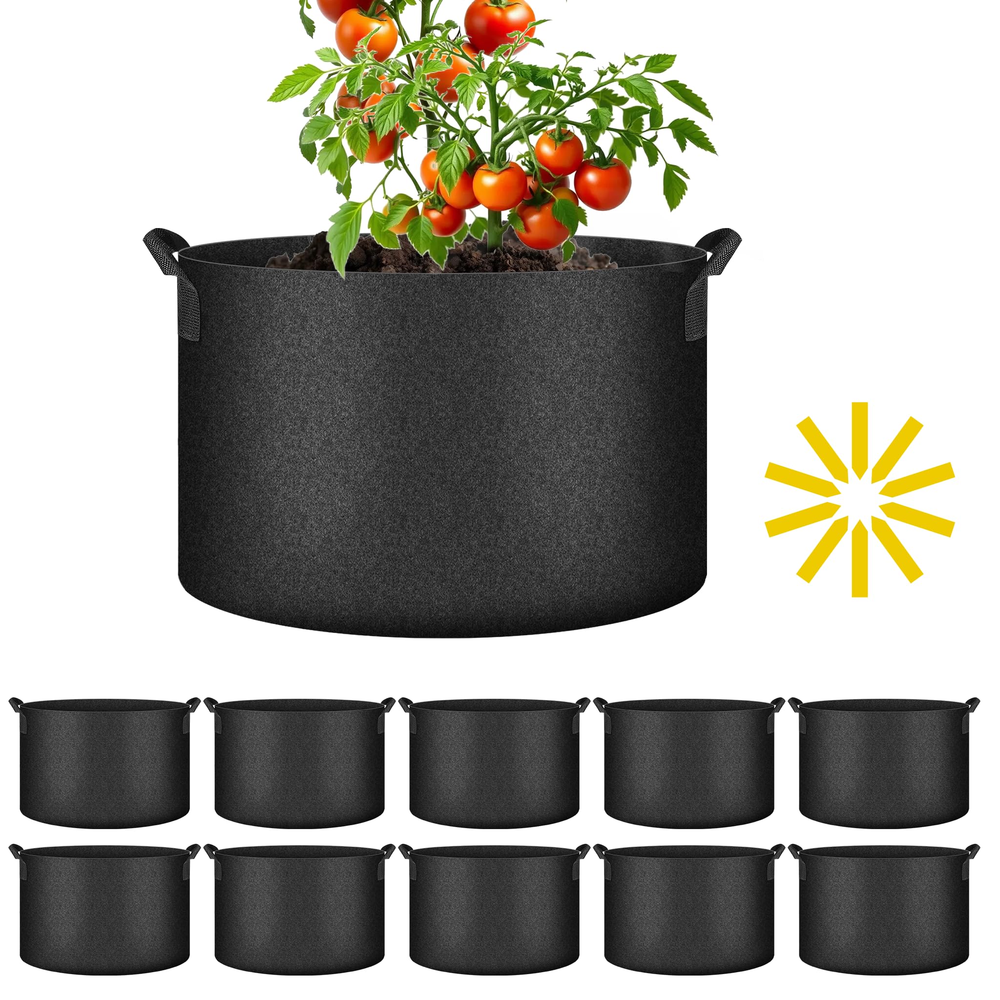 Macetas De Tela No Tejida Grow Bags Ipower, Paquete De 10 Unidades, 7 Galones, Color Negro - Venta Internacional.
