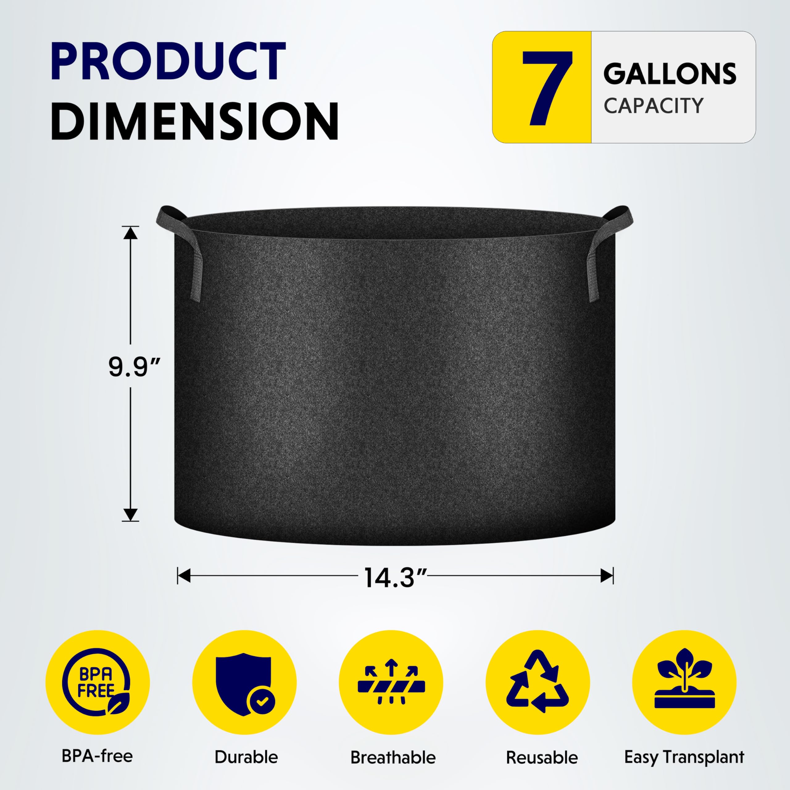 Foto 3 pulgar | Macetas De Tela No Tejida Grow Bags Ipower, Paquete De 10 Unidades, 7 Galones, Color Negro - Venta Internacional.