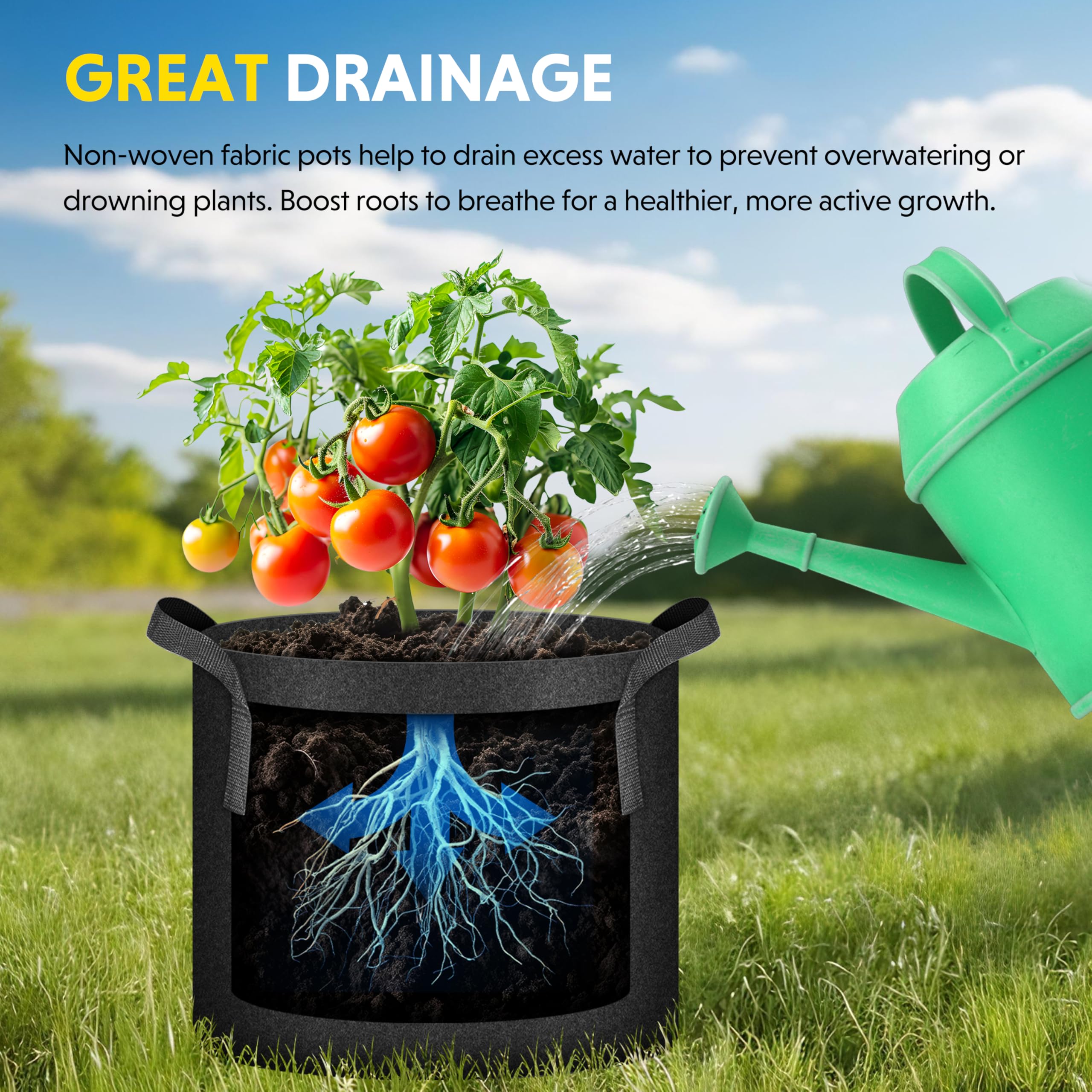 Foto 4 pulgar | Macetas De Tela No Tejida Grow Bags Ipower, Paquete De 10 Unidades, 7 Galones, Color Negro - Venta Internacional.