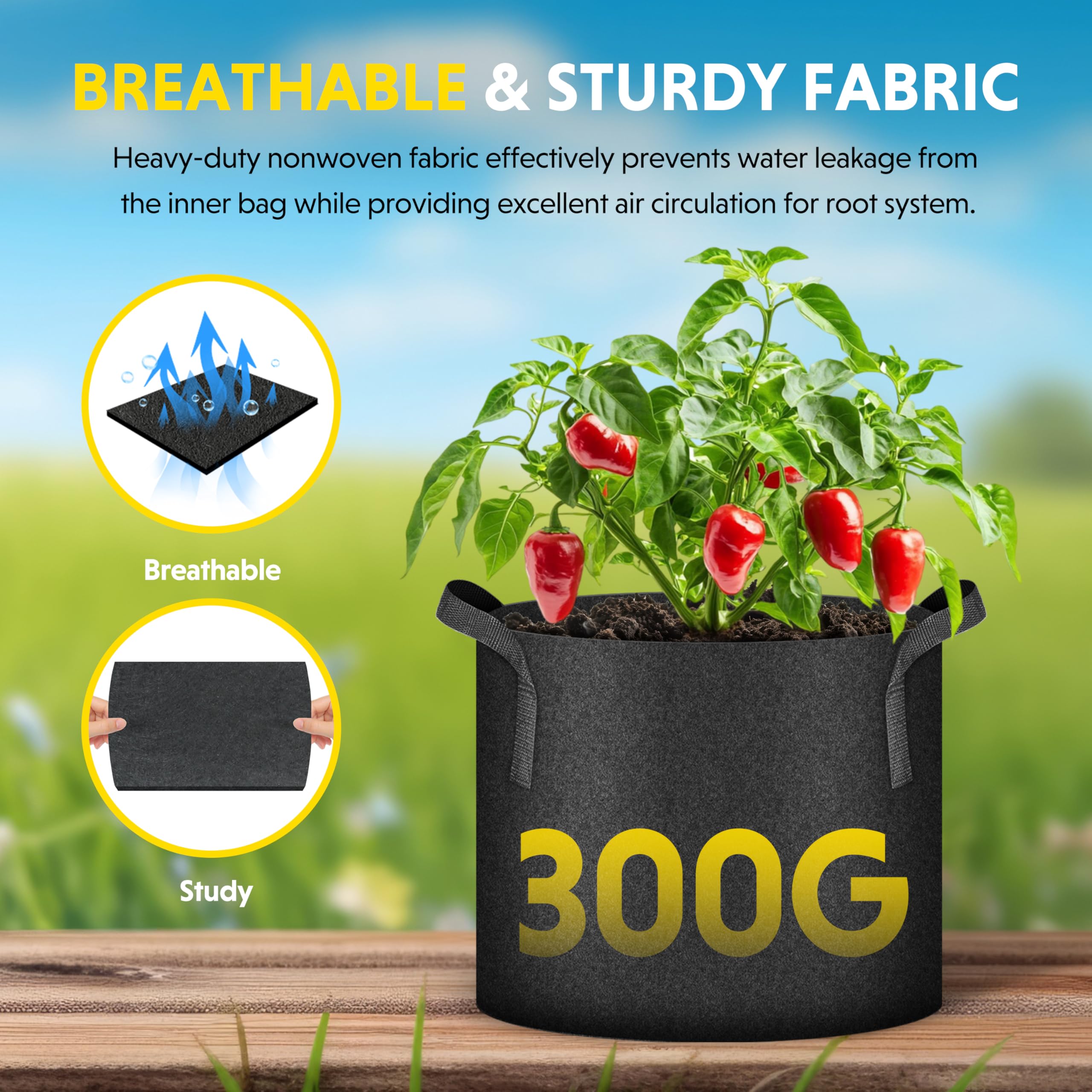 Foto 6 pulgar | Macetas De Tela No Tejida Grow Bags Ipower, Paquete De 10 Unidades, 7 Galones, Color Negro - Venta Internacional.