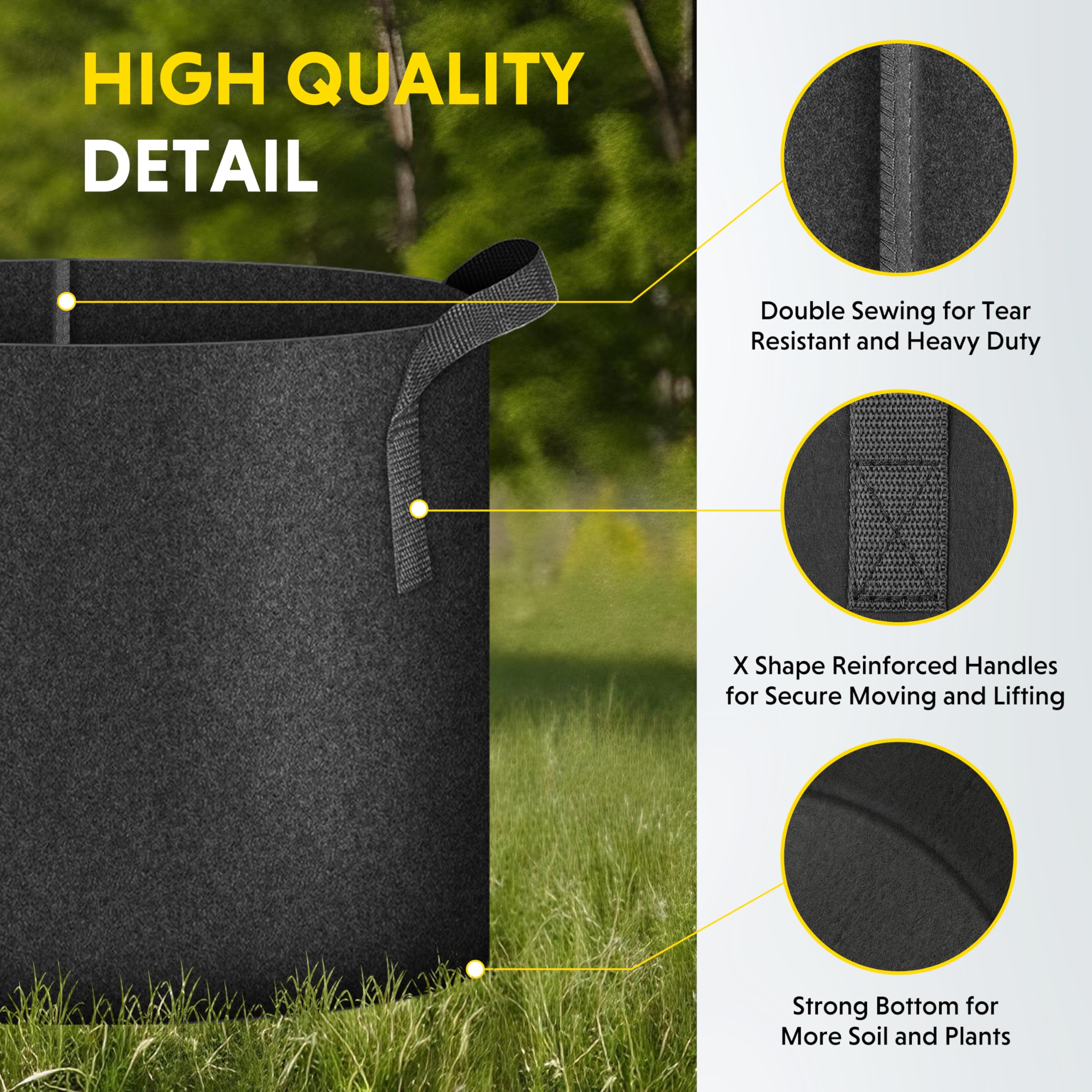 Foto 7 | Macetas De Tela No Tejida Grow Bags Ipower, Paquete De 10 Unidades, 7 Galones, Color Negro - Venta Internacional.