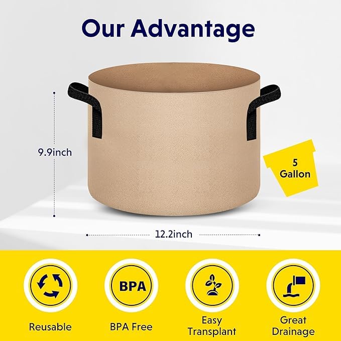 Foto 4 pulgar | Macetas De Tela No Tejida Grow Bags Ipower De 5 Galones, Paquete De 10 Unidades, Color Canela - Venta Internacional.