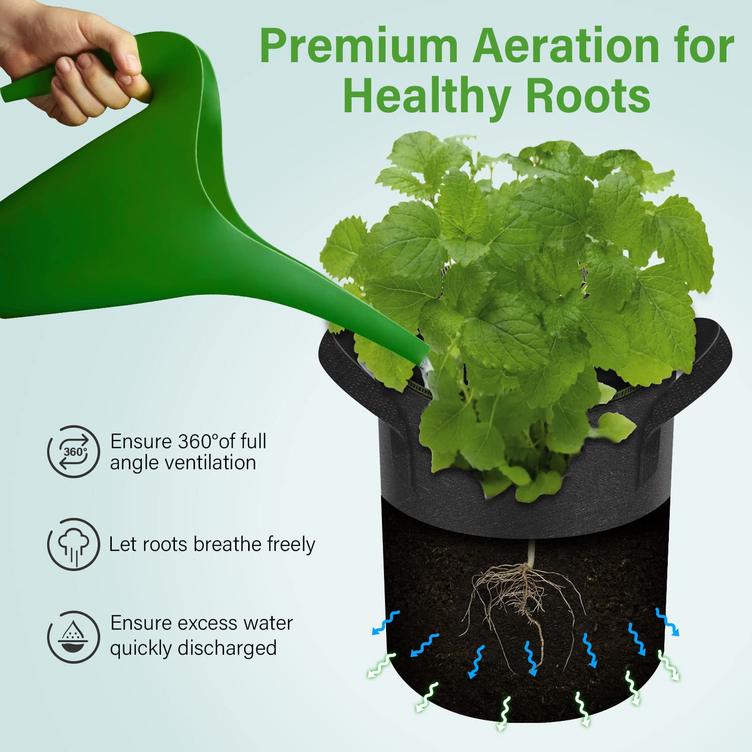 Foto 5 | Macetas De Tela No Tejida Grow Bag Ipower De 3 Galones, 10 Unidades, Color Negro - Venta Internacional.