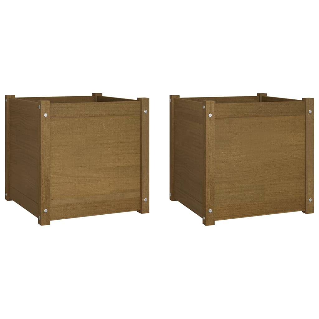 Foto 2 pulgar | Maceta Cuadrada Vidaxl De Madera De Pino Maciza De 50 X 50 X 50 Cm  Juego De 2 - Venta Internacional.