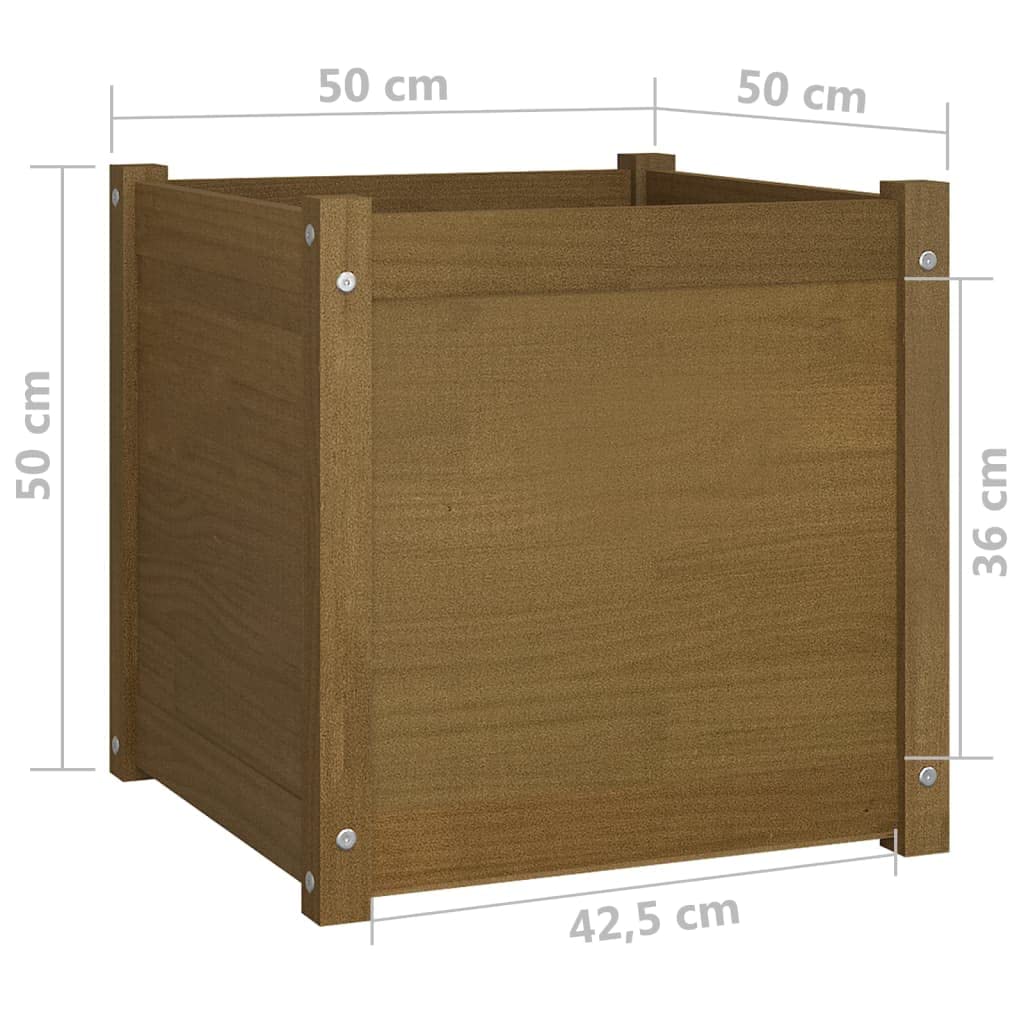Foto 4 pulgar | Maceta Cuadrada Vidaxl De Madera De Pino Maciza De 50 X 50 X 50 Cm  Juego De 2 - Venta Internacional.