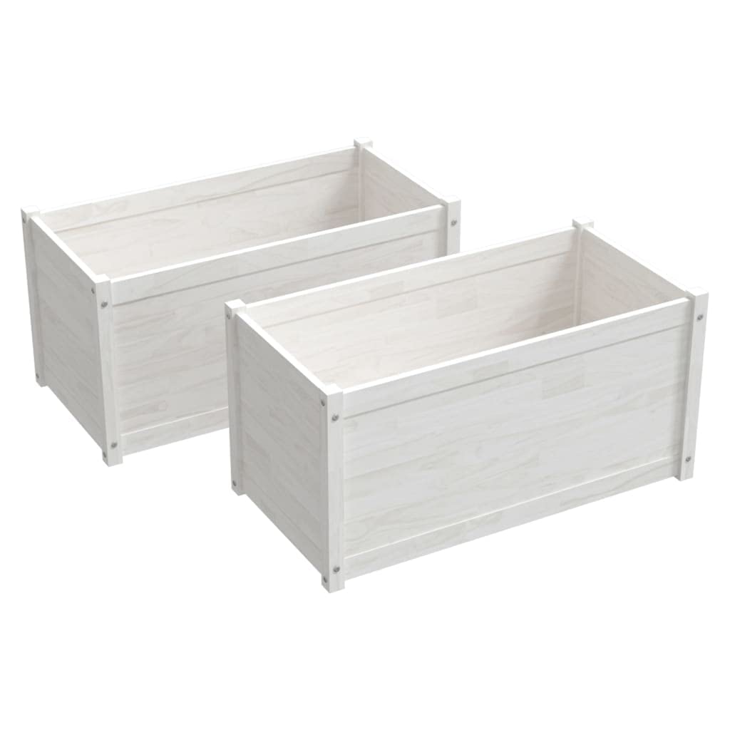 Jardineras Vidaxl  Madera De Pino Maciza Blanca  100 X 50 X 50 Cm  2 Unidades - Venta Internacional.