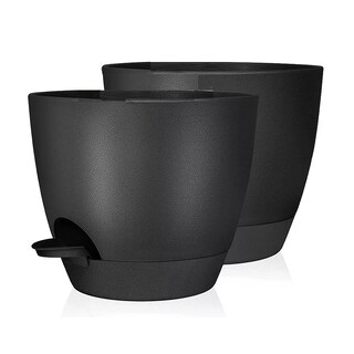Foto 1 | Macetas Moderna Minimalista Interior Exterior Plástico, 2pcs Eo Safe Imports Esi-16378 Negro