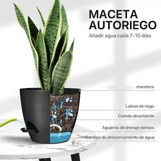 Foto 2 | Macetas Moderna Minimalista Interior Exterior Plástico, 2pcs Eo Safe Imports Esi-16378 Negro