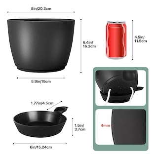 Foto 3 | Macetas Moderna Minimalista Interior Exterior Plástico, 2pcs Eo Safe Imports Esi-16378 Negro