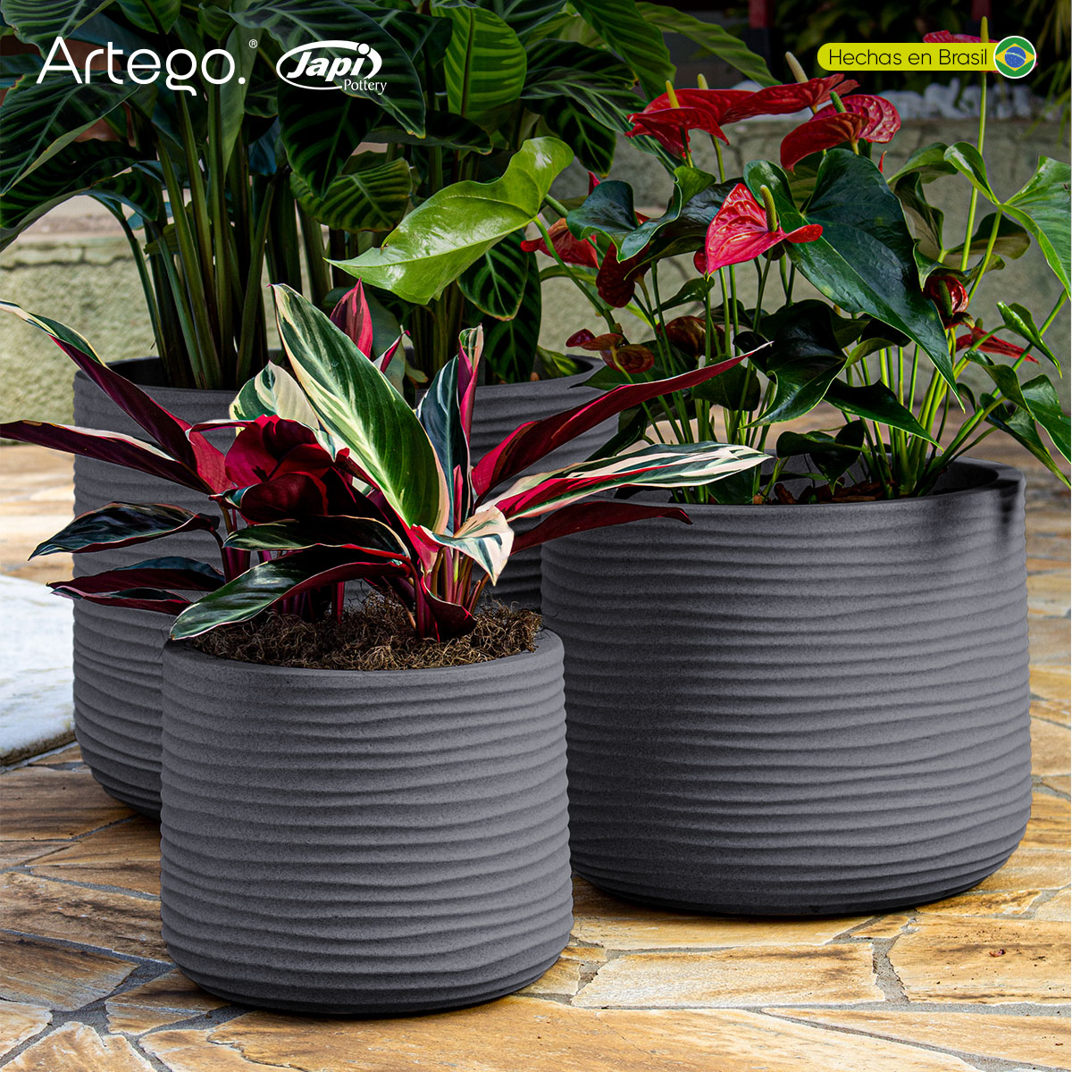 Foto 3 pulgar | Macetas Modernas Set De 3 Piezas Para Exteriores Grande Lagoon Color Azul Grafito De Polietileno Ultra Ligera Artego