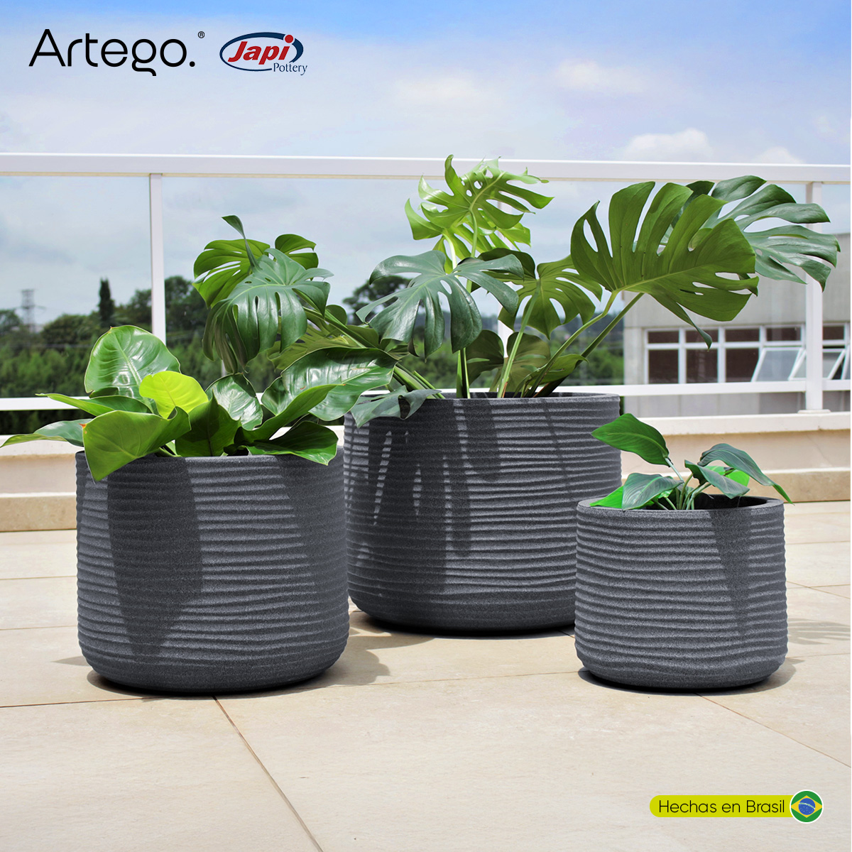 Foto 5 | Macetas Modernas Set De 3 Piezas Para Exteriores Grande Lagoon Color Azul Grafito De Polietileno Ultra Ligera Artego