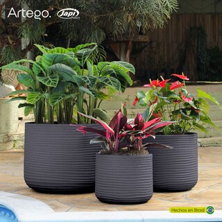 Foto 6 | Macetas Modernas Set De 3 Piezas Para Exteriores Grande Lagoon Color Azul Grafito De Polietileno Ultra Ligera Artego