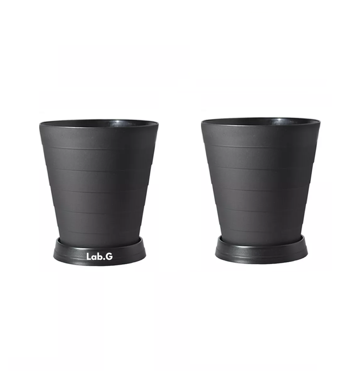 2 Macetas Grande Moderna Minimalista Interior Exterior Plato Negro