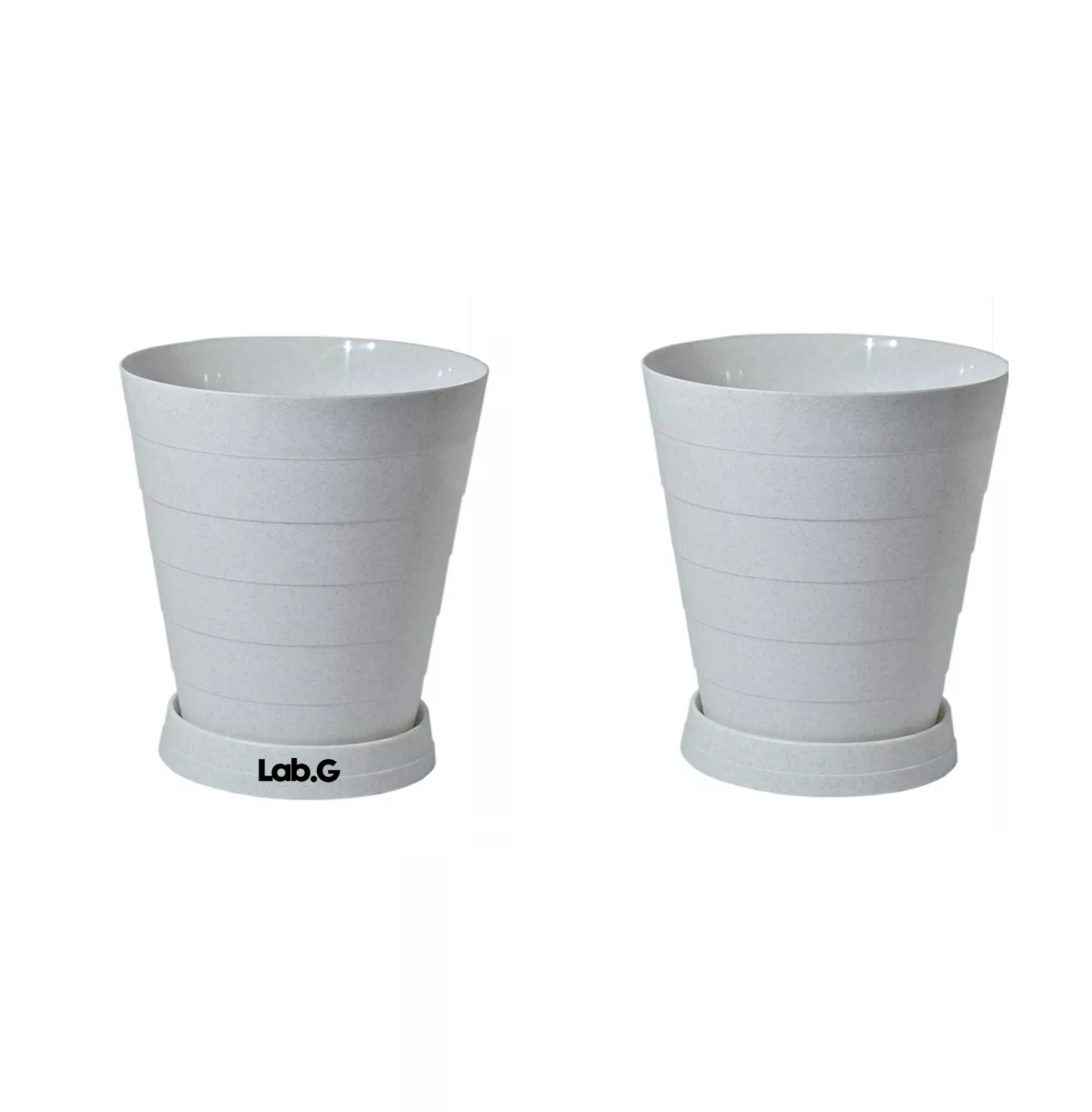 2 Macetas Grande Moderna Minimalista Interior Exterior Plato Blanco