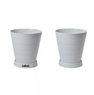 Foto 1 | 2 Macetas Grande Moderna Minimalista Interior Exterior Plato Blanco