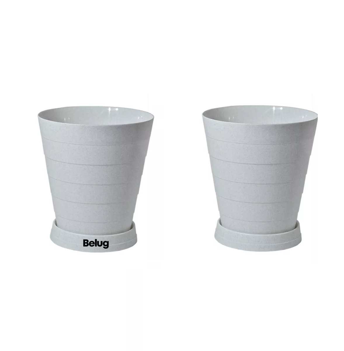 Foto 2 pulgar | 2 Macetas Grande Moderna Minimalista Interior Exterior Plato Blanco