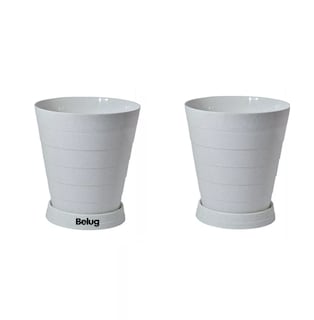 Foto 1 | 2 Macetas Grande Moderna Minimalista Interior Exterior Plato Blanco