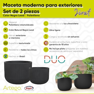 Foto 5 | Macetas 2 Piezas para Exteriores Jiraf Negro
