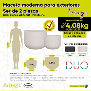 Foto 4 | Macetas para Exteriores Fringe 2 Piezas