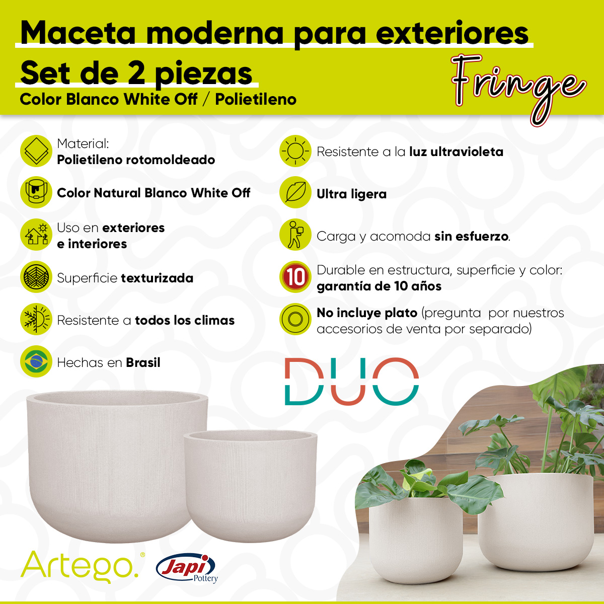Foto 5 | Macetas para Exteriores Fringe 2 Piezas